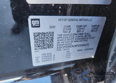 2023 Chevrolet Silverado K1500 Custom из США, поврежденный, VIN 1GCPDBEKXPZ104171